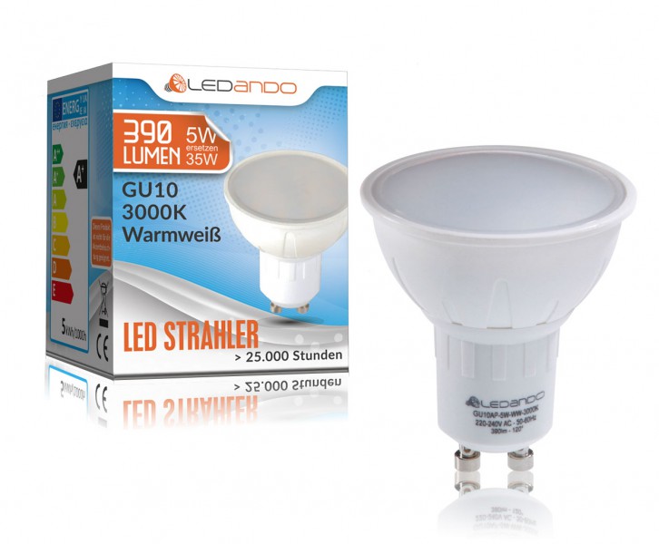 A+ rund warmweiss LEDANDO LED - Markenstrahler LED Set LED 5 5W LEDANDO mit 35W Abstrahlwinkel - von GU10 120° Spot - Ersatz Einbauleuchte Watt - Gold schwenkbar - Einbaustrahler | - - Onlineshop - LED