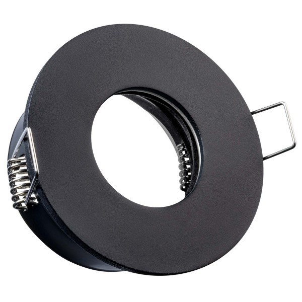 IP65 Aluminium-Einbaustrahler schwarz rund - für LED GU10, LED MR16 und LED GU5.3 - Badezimmer / Feu