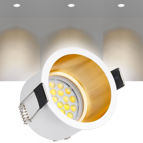 LED Einbaustrahler Set Weiß / Gold mit LED GU5.3 / MR16 Markenstrahler von LEDANDO - 5W - warmweiss