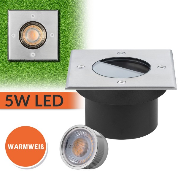Flacher LED Bodeneinbaustrahler - Dimmbare Farbtemperatur - mit tauschbarem LED Leuchtmittel von LED