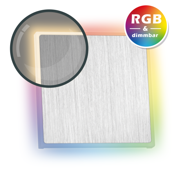 RGB LED Treppenbeleuchtung EDGE aus Aluminium - Eckig - Für Schalterdoseneinbau 60/68mm - 11 Farben