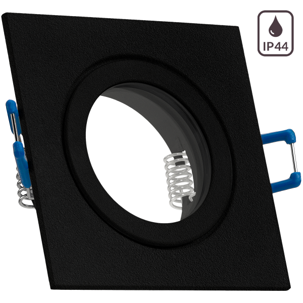 IP44 Aluminium-Einbaustrahler - schwarz - eckig - Badezimmer / Feuchtraum geeignet - nicht schwenkbar - Deckenstrahler - Deckenlampe - Einbaulampe - für LED GU10, LED MR16 und LED GU5.3