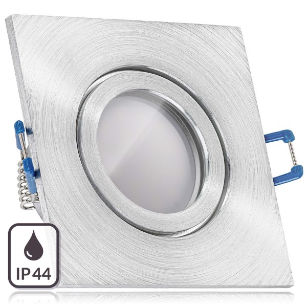 IP44 LED Einbaustrahler Set Aluminium natur mit LED GU5.3 / MR16 Markenstrahler von LEDANDO - 5W - w