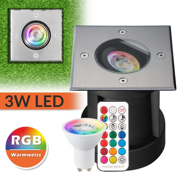 RGB LED Bodeneinbaustrahler Set mit Fernbedienung - RGB + CCT - Schwenkbar und Dimmbar - 5W LED GU1