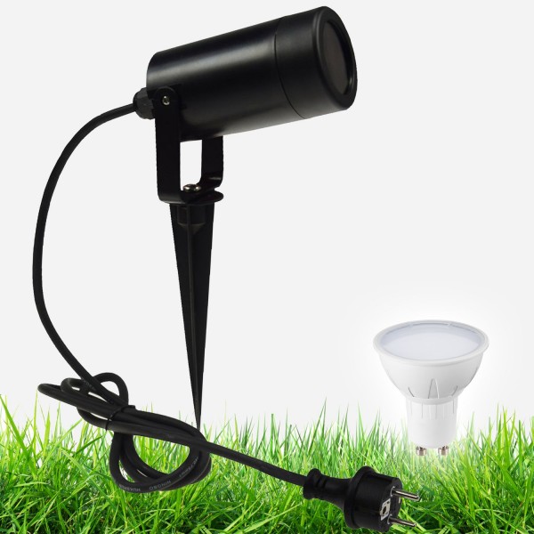 LEDANDO Kunststoff Erdspieß inklusive 5W LED GU10 Leuchtmittel warmweiß Gartenstecker - Leuchte - Bo