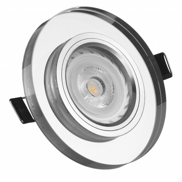 LED Einbaustrahler Set Weiß Kristall mit LED GU10 Markenstrahler von LEDANDO - 7W - warmweiss - 30° Abstrahlwinkel - 50W Ersatz - A+ - LED Spot 7 Watt - Einbauleuchte LED rund