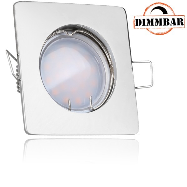 LED Einbaustrahler Set EXTRA FLACH (35mm) in Chrom mit LED Markenleuchtmittel von LEDANDO - 5W DIMMB