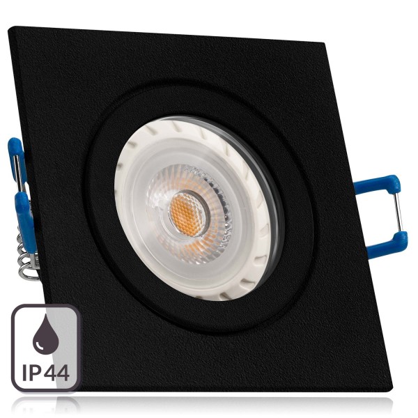 IP44 LED Einbaustrahler Set GU10 in schwarz mit 7W LED von LEDANDO - 3000K warmweiß - nicht dimmbar