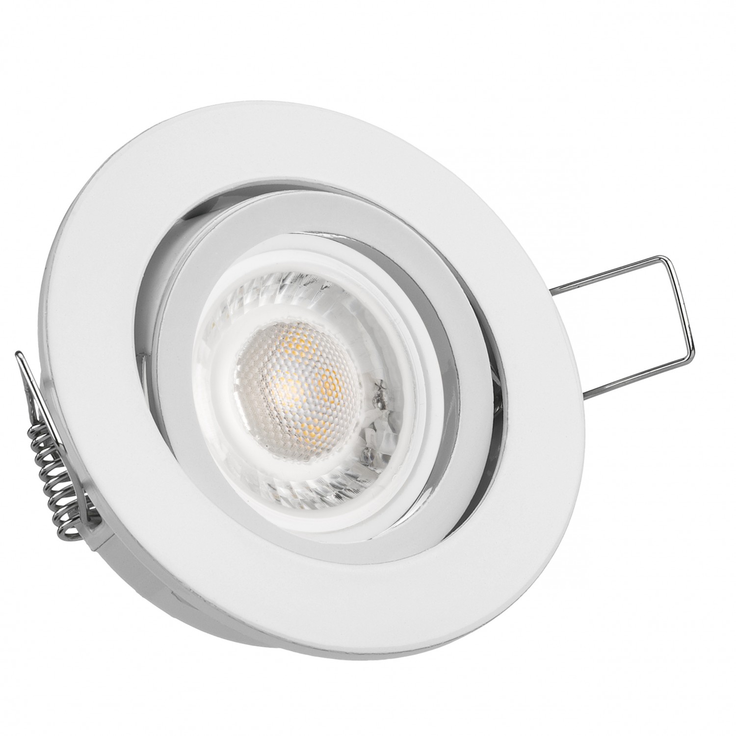 LED Einbaustrahler Set extra flach in weiß mit 5W Leuchtmittel von LEDANDO  - 4000K neutralweiß - 60° Abstrahlwinkel - 50W Ersatz - rund | LEDANDO  Onlineshop