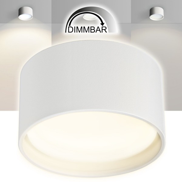 LED Aufbaustrahler Set GX53 - Dimmbar - Weiß - Aluminium - tauschbares 6W Leuchtmittel - warmweiss -