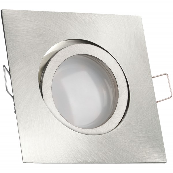 LED Einbaustrahler Set Silber gebürstet mit LED GU10 Markenstrahler von LEDANDO - 5W - warmweiss - 1