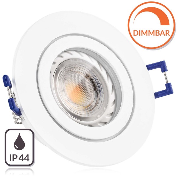 IP44 LED Einbaustrahler Set GU10 in weiß matt mit 5,5W LED von LEDANDO - dimmbare Farbtemperatur 180