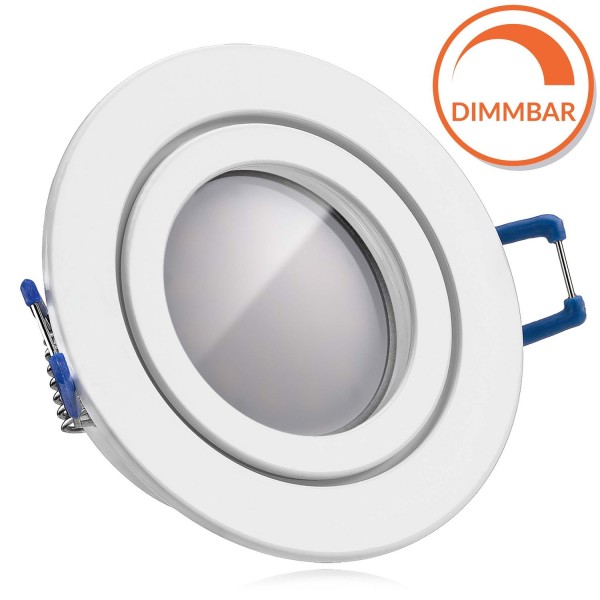 IP44 LED Einbaustrahler Set Weiß mit LED GU10 Markenstrahler von LEDANDO - 5W DIMMBAR - warmweiss -