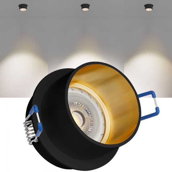 LED Einbaustrahler Set Schwarz / Gold mit LED GU10 Markenstrahler von LEDANDO - 7W - warmweiss - 30°
