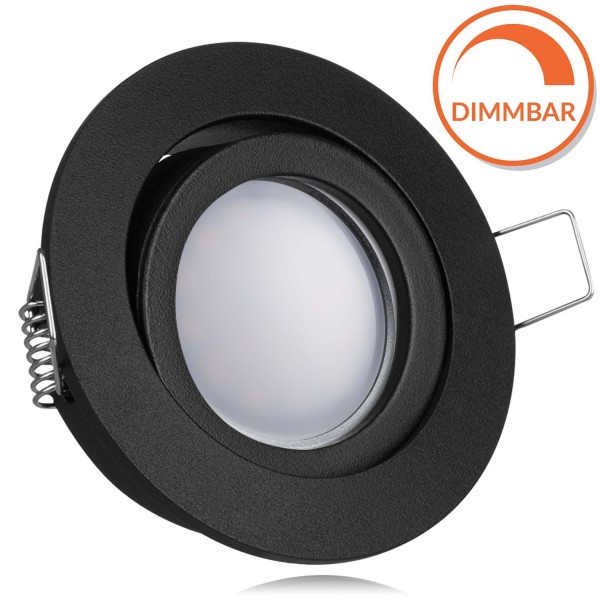 LED Einbaustrahler Set EXTRA FLACH (35mm) in Schwarz mit LED Markenleuchtmittel von LEDANDO - 5W DIM