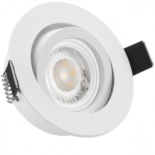 LED Einbaustrahler Set extra flach in weiß matt mit 5W Leuchtmittel von LEDANDO - 4000K neutralweiß