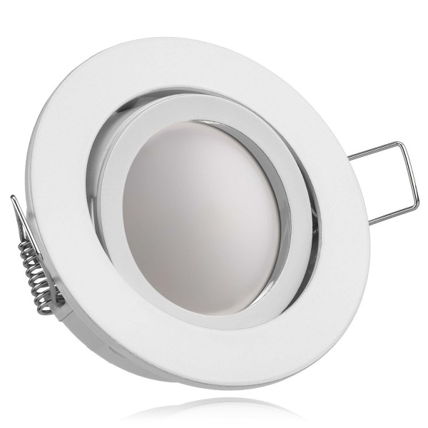 LED Einbaustrahler Set Weiß mit LED GU10 Markenstrahler von LEDANDO - 5W - schwenkbar - warmweiss -