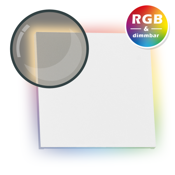 RGB LED Treppenbeleuchtung PLEXI Weiß Eckig für Schalterdoseneinbau 60/68mm - 11 Farben + Warmweiß -