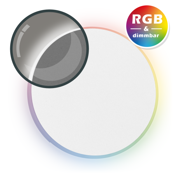 RGB LED Treppenbeleuchtung EDGE Weiß Rund für Schalterdoseneinbau 60/68mm - 11 Farben + Kaltweiß - d