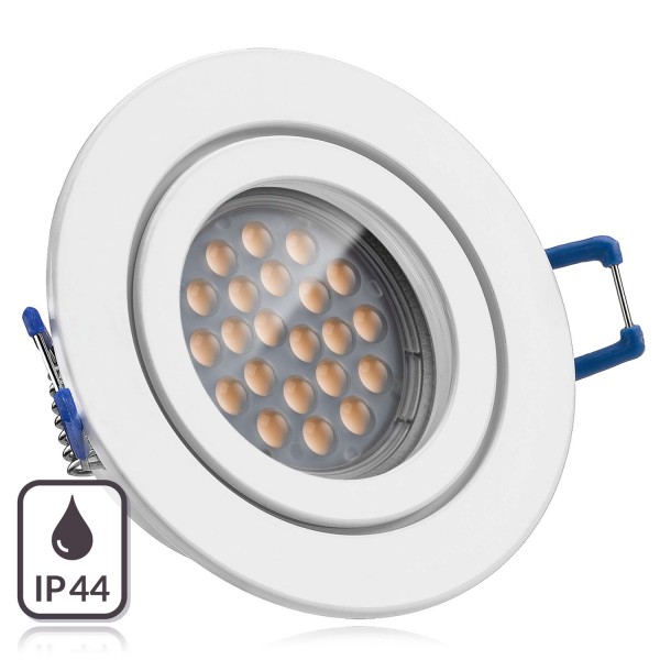 IP44 LED Einbaustrahler Set Weiß mit LED GU5.3 / MR16 Markenstrahler von LEDANDO - 5W - warmweiss -