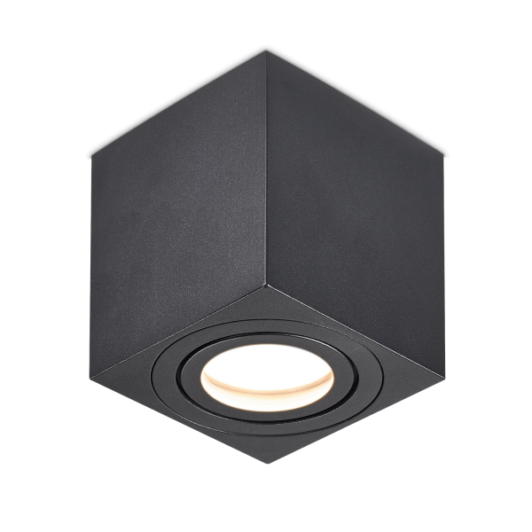 IP44 Aufbaustrahler GLOBE Schwarz matt für LED GU10 Leuchtmittel - Eckig - Quadratisch