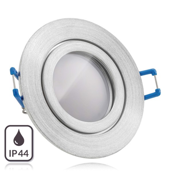 IP44 LED Einbaustrahler Set Aluminium natur mit LED GU5.3 / MR16 Markenstrahler von LEDANDO - 5W - w