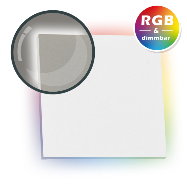 RGB LED Treppenbeleuchtung PLEXI Weiß Eckig für Schalterdoseneinbau 60/68mm - 11 Farben + Kaltweiß -