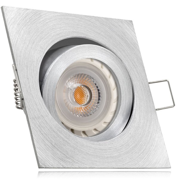 LED Einbaustrahler Set Aluminium natur mit LED GU10 Markenstrahler von LEDANDO - 7W - warmweiss - 30