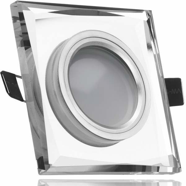 LED Einbaustrahler Set Weiß Kristall mit LED GU10 Markenstrahler von LEDANDO - 5W - warmweiss - 120° Abstrahlwinkel - 35W Ersatz - A+ - LED Spot 5 Watt - Einbauleuchte LED eckig
