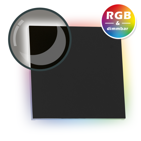 RGB LED Treppenbeleuchtung PLEXI schwarz anthrazit eckig - Schalterdoseneinbau 60/68mm - 11 Farben +