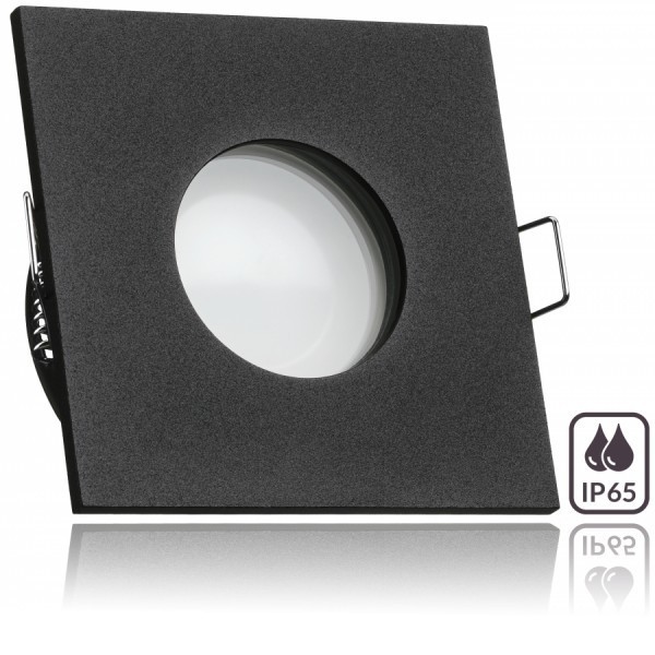 IP65 LED Einbaustrahler Set Schwarz mit LED GU5.3 / MR16 Markenstrahler von LEDANDO - 5W - warmweiss