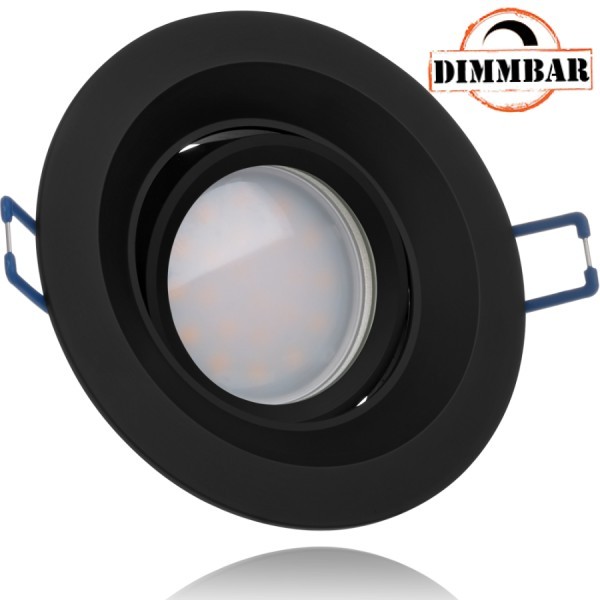 LED Einbaustrahler Set EXTRA FLACH (35mm) in Schwarz mit LED Markenleuchtmittel von LEDANDO - 5W DIM