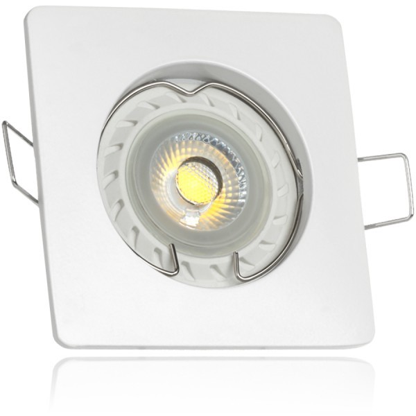 LED Einbaustrahler Set Weiß mit LED GU10 Markenstrahler von LEDANDO - 7W - warmweiss - 30° Abstrahlwinkel - 50W Ersatz - A+ - LED Spot 7 Watt - Einbauleuchte LED eckig