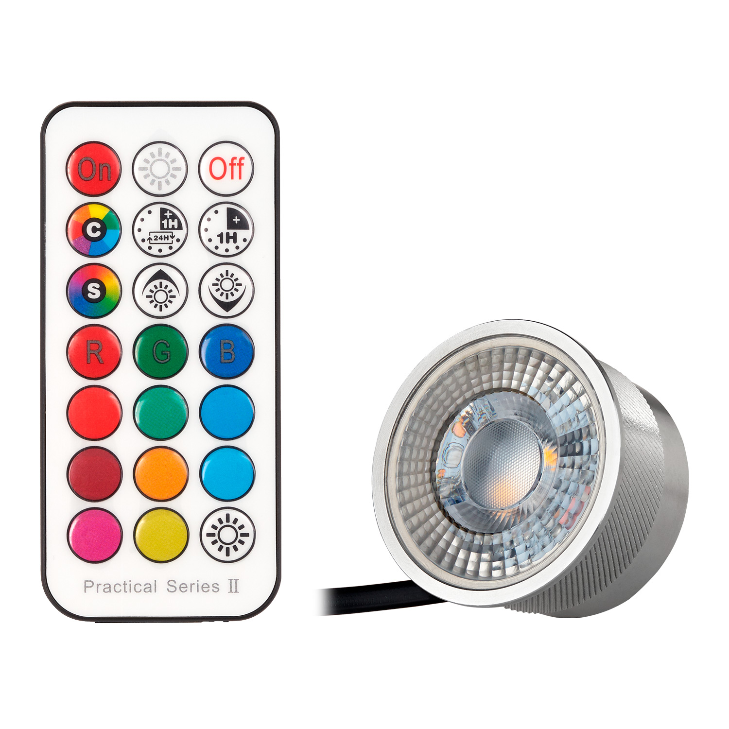 RGB LED Einbaustrahler Set extra flach in weiß matt mit 3W LED von LEDANDO  - 11 Farben + Kaltweiß - inkl. Fernbedienung - dimmbar - rund | LEDANDO  Onlineshop
