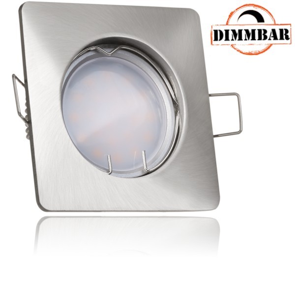 LED Einbaustrahler Set EXTRA FLACH (35mm) in Silber gebürstet mit LED Markenleuchtmittel von LEDANDO