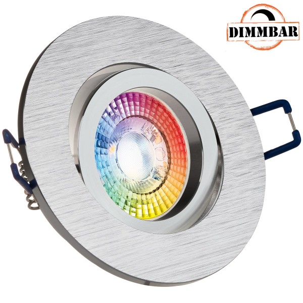 RGB LED Einbaustrahler Set extra flach in bicolor mit 3W LED von LEDANDO - 11 Farben + Warmweiß - in