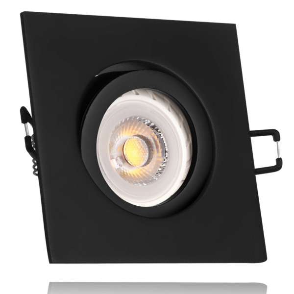 LED Einbaustrahler Set schwarz matt mit COB LED GU10 Markenstrahler von LEDANDO - 7W - 580lm - 30° A
