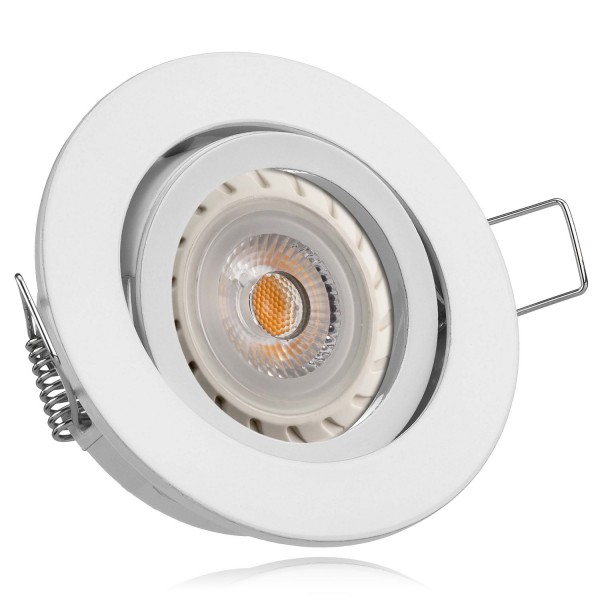 LED Einbaustrahler Set Weiß / Weiss mit LED GU10 Markenstrahler von LEDANDO - 7W - schwenkbar - warm