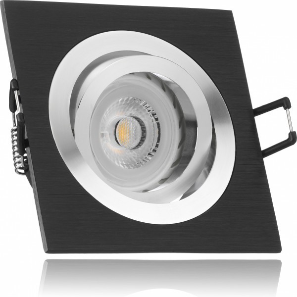 LED Einbaustrahler Set Bicolor (chrom / schwarz) mit LED GU10 Markenstrahler von LEDANDO - 7W - warm
