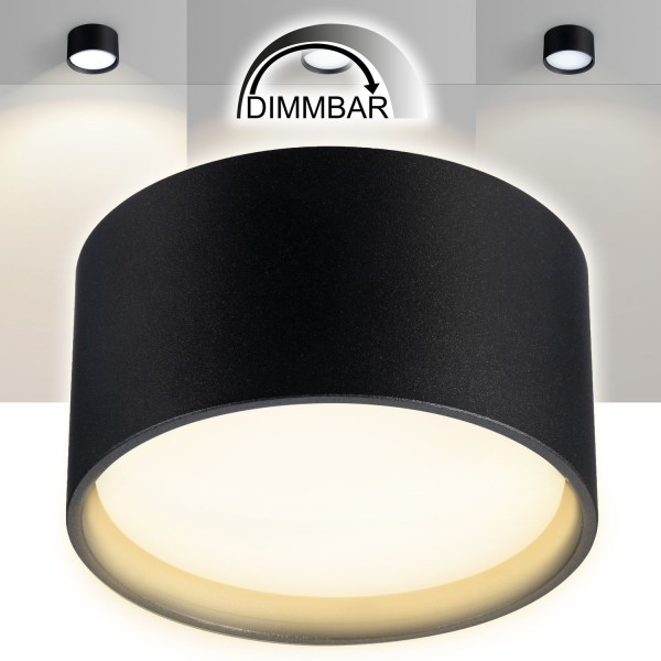 LED Aufbaustrahler Set GX53 - Dimmbar - Schwarz - Aluminium - tauschbares 6W Leuchtmittel - warmweis