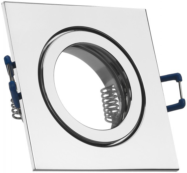 IP44 Aluminium-Einbaustrahler - chrom - eckig - Badezimmer / Feuchtraum geeignet - nicht schwenkbar - Deckenstrahler - Deckenlampe - Einbaulampe - für LED GU10, LED MR16 und LED GU5.3
