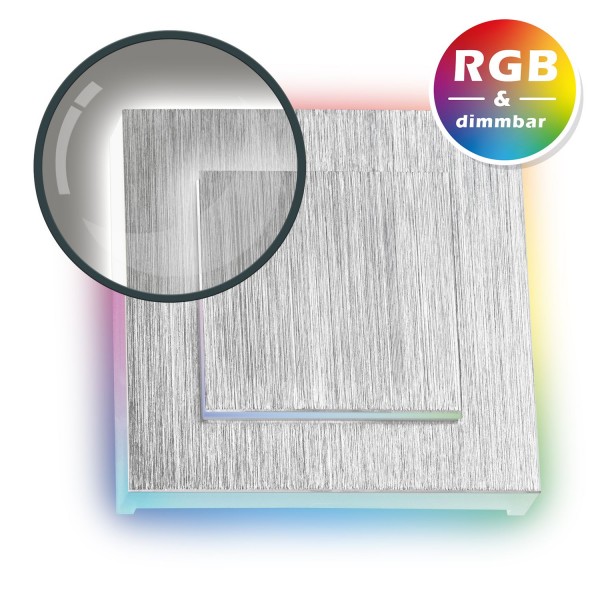 RGB LED Treppenbeleuchtung DUPLEX aus Aluminium in eckig für Schalterdoseneinbau 60/68mm - 11 Farben