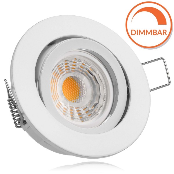 LED Einbaustrahler Set Weiß mit LED GU10 Markenstrahler von LEDANDO - 7W DIMMBAR - warmweiss 2700K -