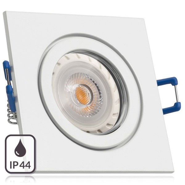 IP44 LED Einbaustrahler Set Weiß mit LED GU10 Markenstrahler von LEDANDO - 7W - warmweiss - 30° Abst