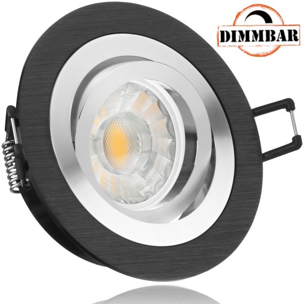 LED Einbaustrahler Set Bicolor (chrom / schwarz) mit LED GU10 Markenstrahler von LEDANDO - 7W DIMMBA