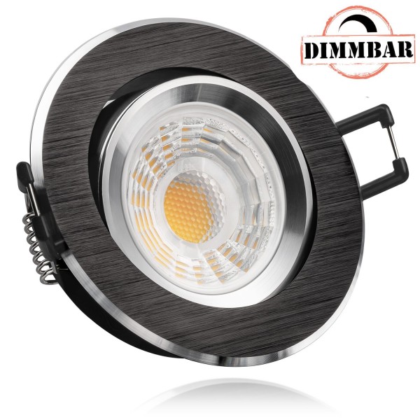 LED Einbaustrahler Set Bicolor (chrom / schwarz) mit LED GU10 Markenstrahler von LEDANDO - 7W DIMMBA