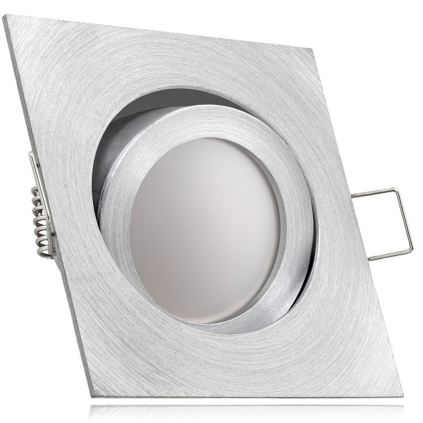 LED Einbaustrahler Set Aluminium natur mit LED GU10 Markenstrahler von LEDANDO - 5W - warmweiss - 12