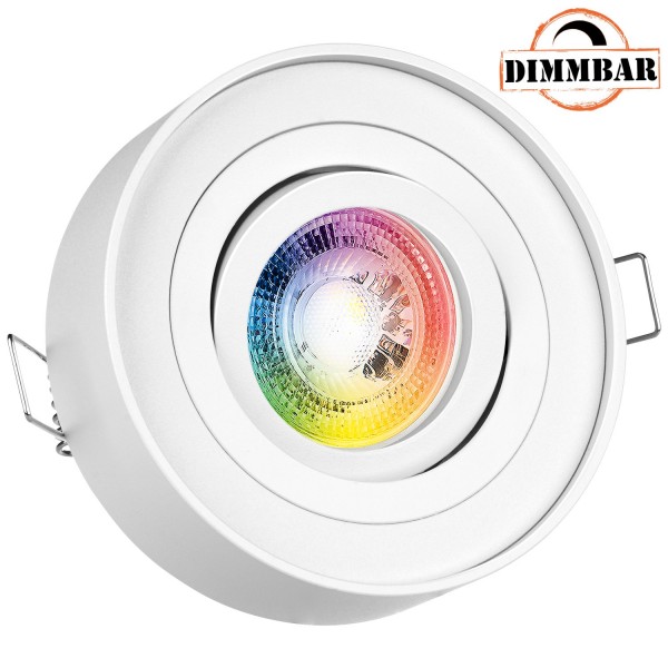 RGB LED Einbaustrahler Set GU10 in weiß mit 3W LED von LEDANDO - 11 Farben + Kaltweiß - inkl. Fernbe