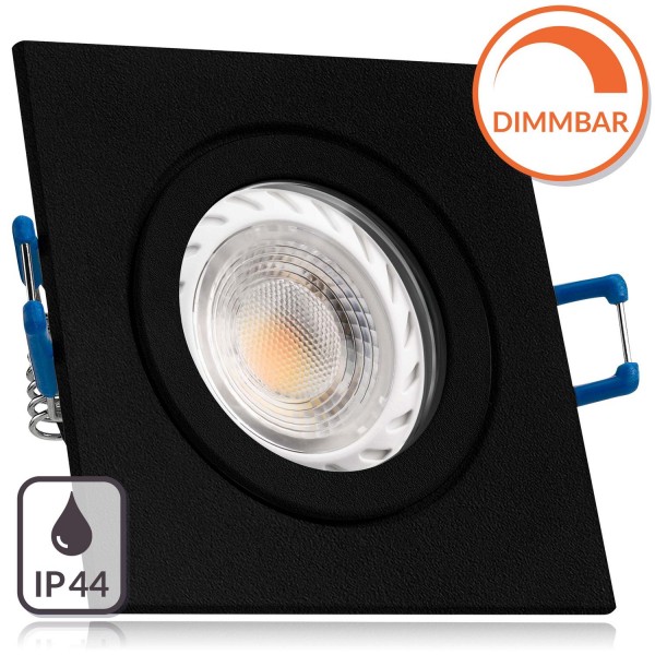 IP44 LED Einbaustrahler Set GU10 in schwarz mit 5,5W LED von LEDANDO - dimmbare Farbtemperatur 1800-