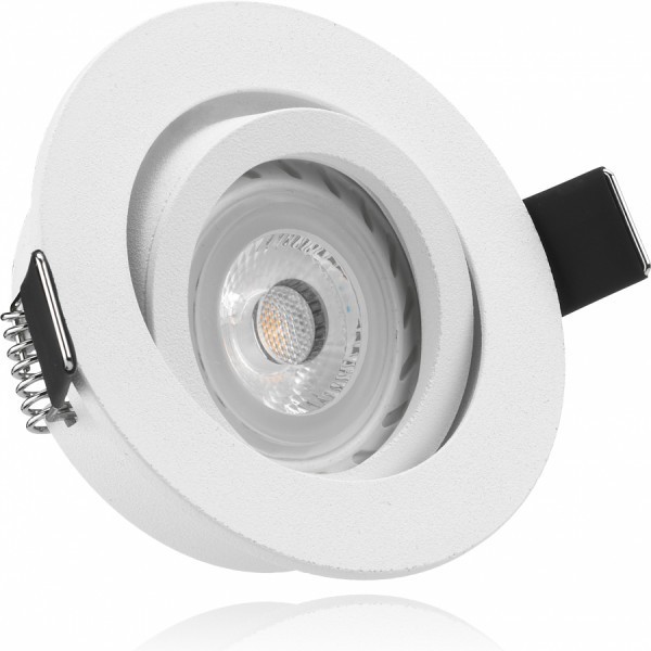 LED Einbaustrahler Set Weiß matt mit LED GU10 Markenstrahler von LEDANDO - 7W - warmweiss - 30° Abstrahlwinkel - schwenkbar - 50W Ersatz - A+ - LED Spot 7 Watt - Einbauleuchte LED rund